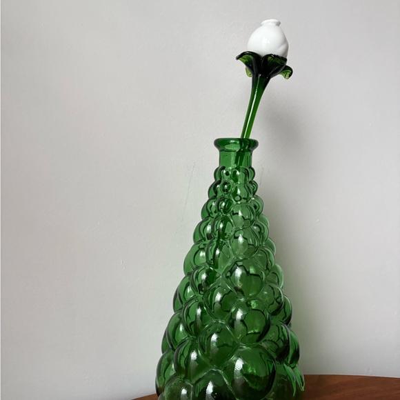 Emerald Bubble Design Vase Italian Empoli Bottle - Picture 6 of 13
